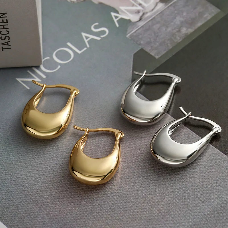 Wholesale 1 Pair Simple Style Commute Geometric Plating Copper 18k Gold Plated Earrings