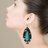 Wholesale Leopard Leather Earrings Distinctive Alloy Set with Big Turquoise Long Banquet Earrings