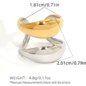 Gold and silver color / Average Size / 1 Piece Geometry Hollow Opening Ring