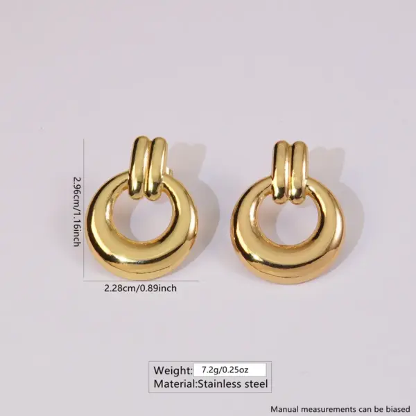 1 Pair Elegant Streetwear Circle 304 Stainless Steel Imitation Gold Electroplating Ear Studs