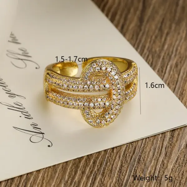 Wholesale Casual Modern Style Geometric Copper Plating Inlay Zircon 18k Gold Plated Open Rings