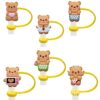 Wholesale Butter Bear Cute Straw Cap Cartoon Creative Silicone Straw Cover 8/10mm Straw Dust Plug Ready in Stock