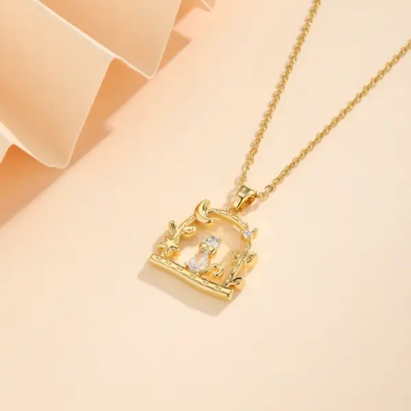 Wholesale Water Plating Vacuum Plating Real Gold Plated 18K Gold Cross Square Flower 304 Stainless Steel Titanium Steel Korean Style Waterproof Non Tarnish 201 Stainless Steel Pendant Necklace