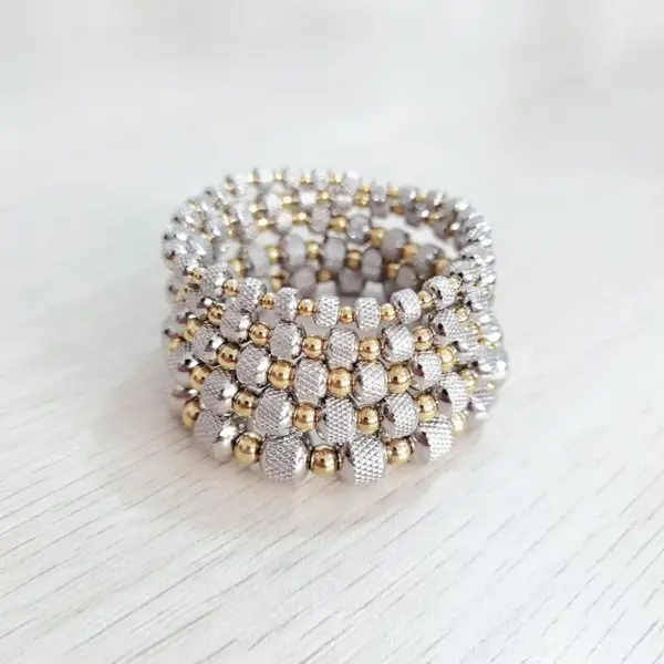 Wholesale 1 Piece Simple Style Circle Stainless Steel Beaded Plating Bracelets