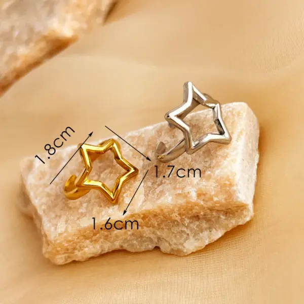 Wholesale PVD Coated Real Gold Plated 18K Gold Pentagram 201 Stainless Steel Casual Retro Simple Style Waterproof Non Tarnish Adjustable Ring