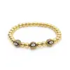 Wholesale Ig Style Devil's Eye Copper Beaded Plating Inlay Zircon 18k Gold Plated Bracelets