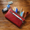 Wholesale Vintage genuine leather storage pencil case first layer crazy horse leather stationery bag