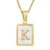 Simple Style Letter Stainless Steel Titanium Steel Plating Inlay Shell 18k Gold Plated Pendant Necklace
