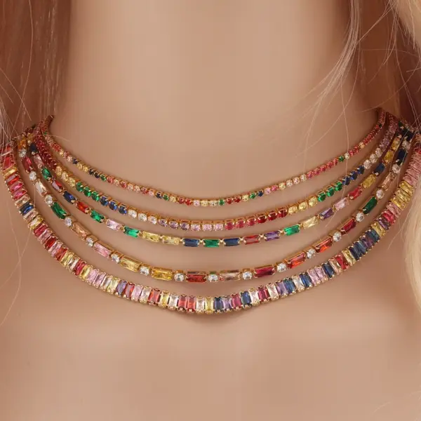 Wholesale Fashion Geometric Copper Inlay Zircon Necklace 1 Piece