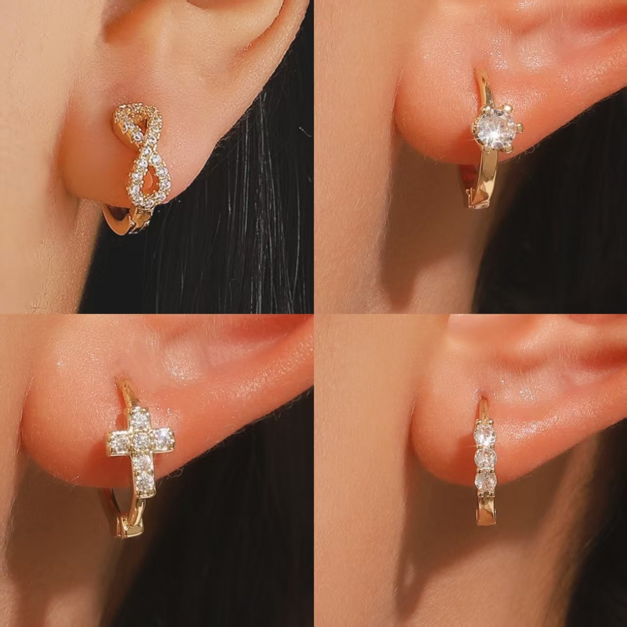 Wholesale Cross-border alphanumeric text exquisite earrings European and American fashion trend 8 word earrings geometric digital earrings