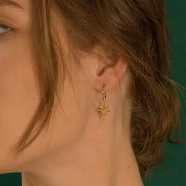 Wholesale PVD Coated 14K Gold Real Gold Plated Cross Star Moon 304 Stainless Steel Fashion Simple Style Waterproof Non Tarnish Earrings
