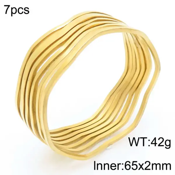 Wholesale Ion Plating (IP) 18K Gold Plated Curve 304 Stainless Steel Simple Style Waterproof Non Tarnish 304 Stainless Steel Bangle