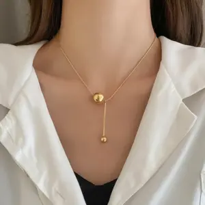 Wholesale PVD Coated 18K Gold Plated Geometric 304 Stainless Steel Simple Style Waterproof Non Tarnish 304 Stainless Steel Necklace