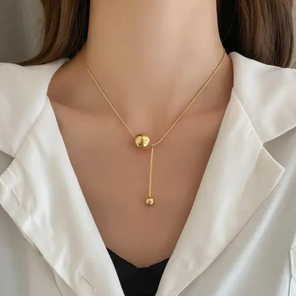 Wholesale PVD Coated 18K Gold Plated Geometric 304 Stainless Steel Simple Style Waterproof Non Tarnish 304 Stainless Steel Necklace