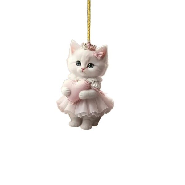 oly-100d87204fef6ec0479bee770027c971 Wholesale Cross-Border New Elegant Little White Cat Car Pendant Acrylic Flat Car Interior Rearview Mirror Decoration Home Pendant