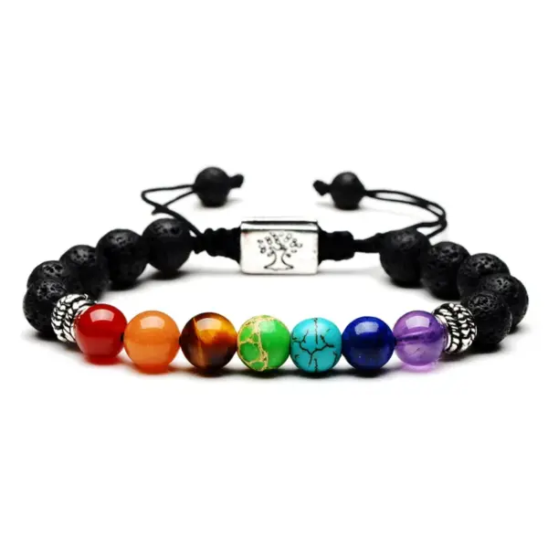 Wholesale Simple Style Round Alloy Natural Stone Polyester Woven Chain Bracelets In Bulk