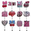 oly-10113d3a35f7b4bdb81c3c33610c8e93 Wholesale Creative Acrylic Glitter Medical Care Heart Mother's Day Retractable Badge Clip
