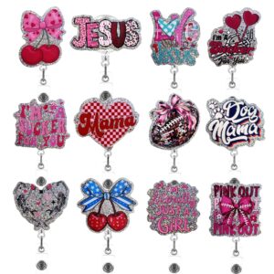 Wholesale Creative Acrylic Glitter Medical Care Heart Mother's Day Retractable Badge Clip
