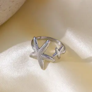 Qyf55 Starfish Ring / Steel Color