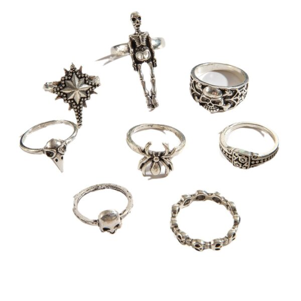 oly-1014435237bbc31b203882cd46217236 Wholesale Halloween dark punk style skull ring set