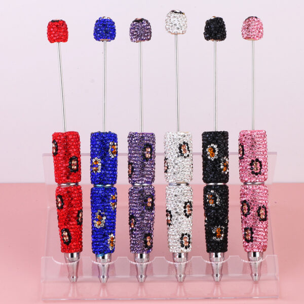 oly-1018a7bbfa8d467be7c971148129967e Wholesale Cross-border Live Hot Sale Color Leopard Diamond Pen Ceramic Mud Full Diamond Beaded Pen DIY Beaded Ball Pen Aessories