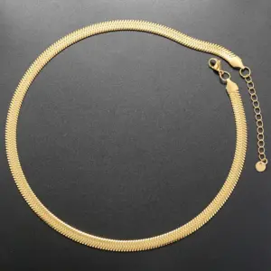 Wholesale PVD Coated 18K Gold Plated Solid Color Stainless Steel Simple Style Waterproof Non Tarnish Necklace
