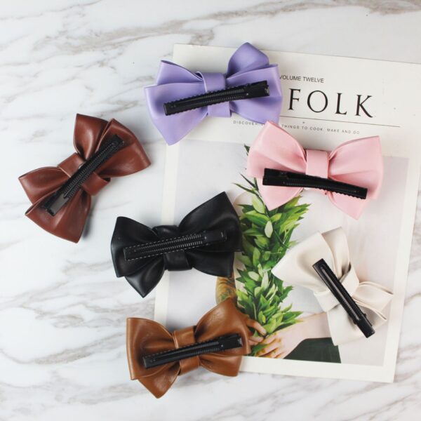Wholesale Leather bow hair accessories hairpin girls' hairpin