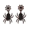 Wholesale Cross-Border Hot Selling Spider Web Earrings Halloween DIY Jewelry Flat Acrylic Horror Black Spider Earrings for Women