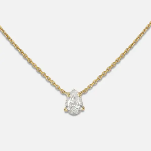 Wholesale 304 Stainless Steel Oval Water Droplets PVD Coated Zircon 18K Real Gold Plated Simple Style Waterproof Non Tarnish Inlay Cable Chain Gold Pendant Necklace