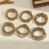 Wholesale Stainless Steel 18K Gold Plated Multi-Layer Beaded Elastic Rope Bracelet Casual Everyday Date Selfie Festival Geometric Heart Shape
