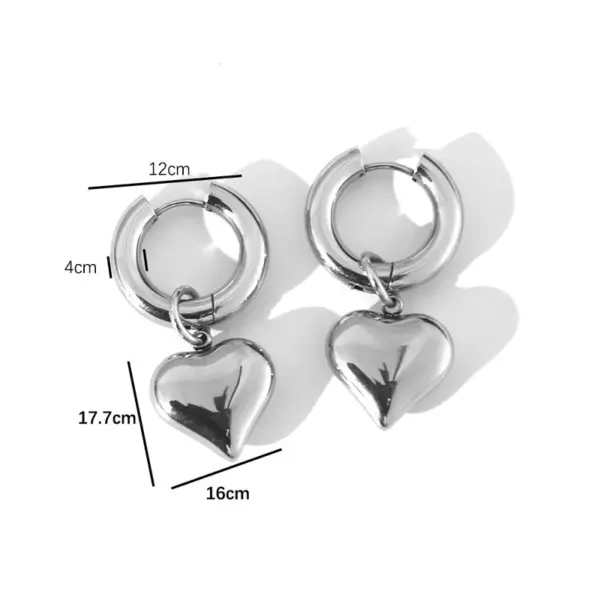 Wholesale 304 Stainless Steel Heart Shape PVD Coated 18K Real Gold Plated Sweet Waterproof Non Tarnish Plating Drop Earrings