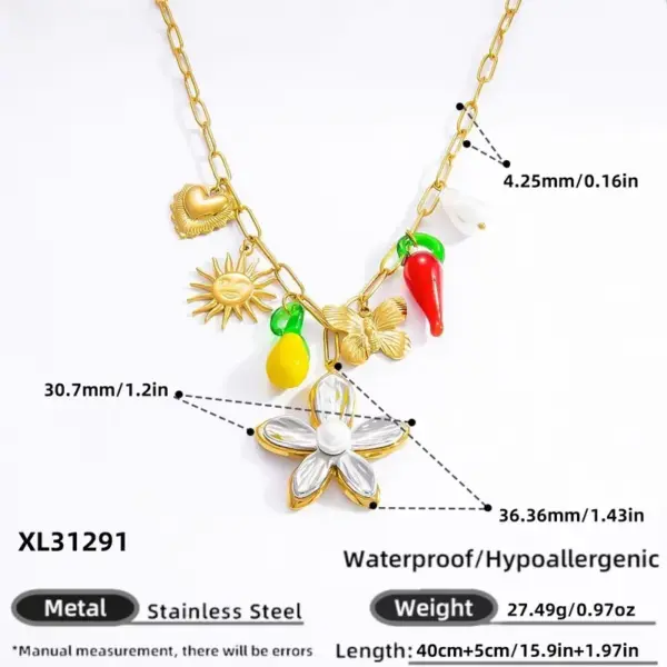 Wholesale PVD Coated Real Gold Plated Star Heart Shape 304 Stainless Steel Modern Style Classic Style Waterproof Non Tarnish 304 Stainless Steel Lobster Trigger Clasp Closure Pendant Necklace