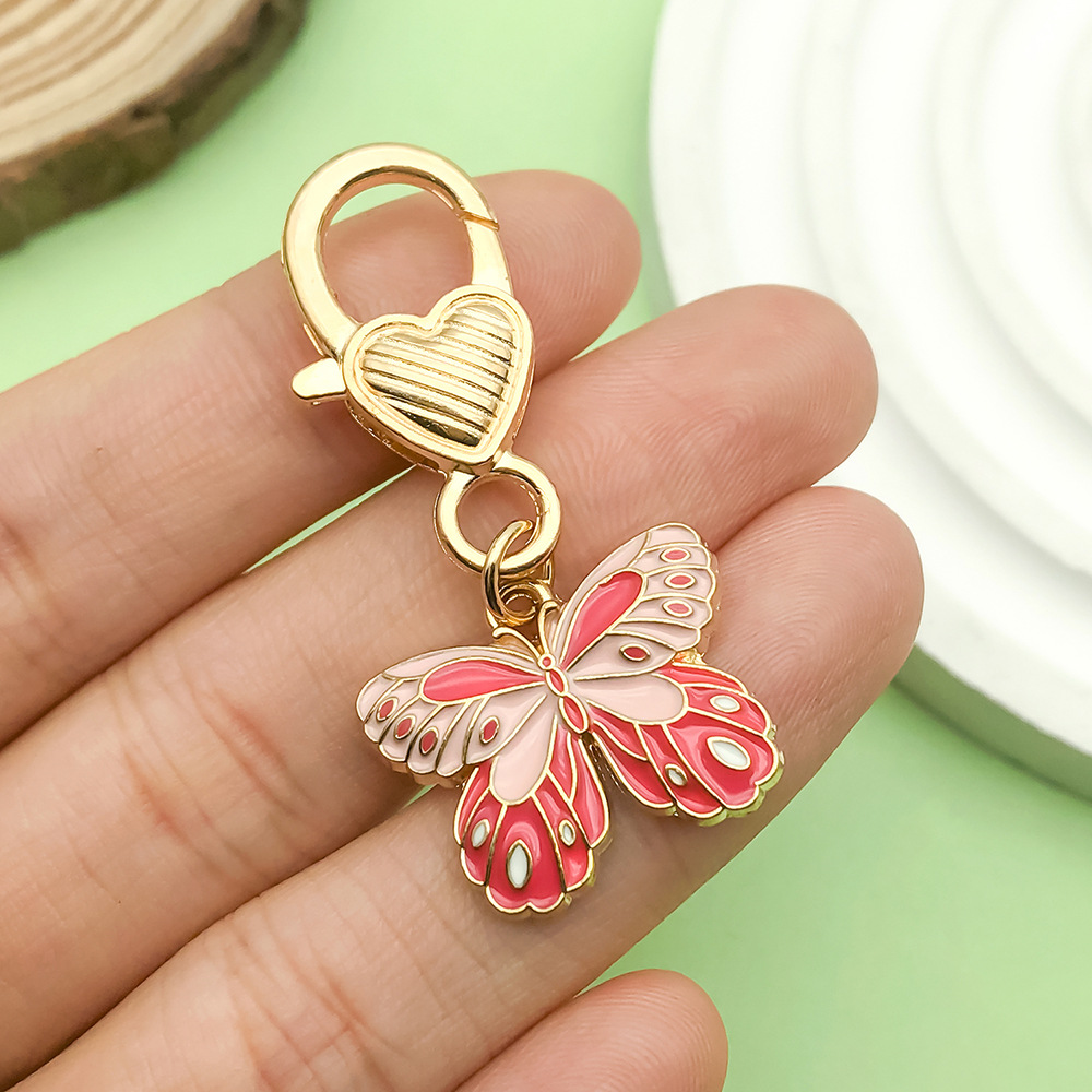 Wholesale Cross-border color butterfly metal key chain pendant key ring lage jewelry creative cute wind car small gifts