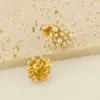 Wholesale 1 Pair Elegant Geometric Polishing Plating Inlay 304 Stainless Steel Freshwater Pearl 18K Gold Plated Ear Studs