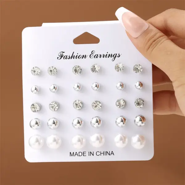 1 Set Simple Style Korean Style Pentagram Pearl Flower Inlay Alloy Artificial Pearls Artificial Diamond Ear Studs