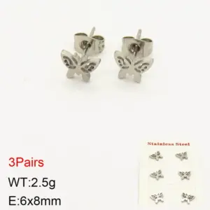 Steel Cut Hollow Small Butterfly / 6*8mm / 3 Pairs/Package