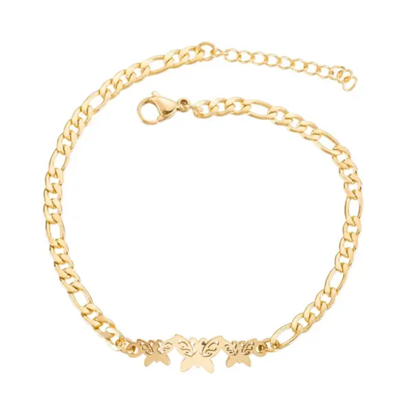 Ion Plating (IP) 18K Gold Real Gold Plated Butterfly Snowflake Stainless Steel Fashion Waterproof Non Tarnish 201 Stainless Steel Bracelets