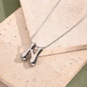 N Necklace (Steel Color) / Length: 450mm / 1 Strand/Package