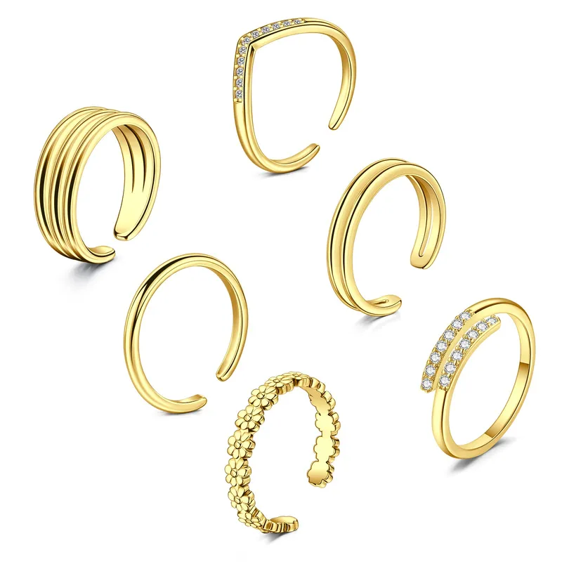 Wholesale Adjustable Flower Zirconia Elegant Toe Ring Summer Beach Open-Toe Ring Foot Jewelry Copper And Zirconia All-Seasons Versatile