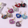 Wholesale Cross-border new diamond two-color love heart keychain pendant accessories hot drill car key chain creative key chain