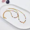 Wholesale Ig Style Simple Style Letter Glass Copper Beaded Knitting Plating 18k Gold Plated Necklace