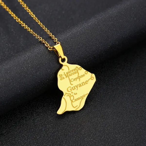 Wholesale Map Of Guiana Map Letter 201 Stainless Steel 304 Stainless Steel Vintage Style Ethnic Style 304 Stainless Steel Pendant Necklace