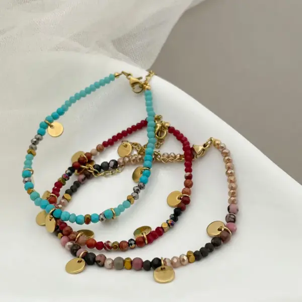 Wholesale Elegant Geometric 304 Stainless Steel Labradorite Gold Plated Natural Stone Stainless Steel Bracelets In Bulk