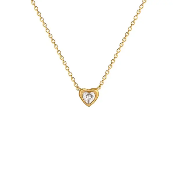 PVD Coated Real Gold Plated Heart Shape Titanium Steel Waterproof Non Tarnish Titanium Steel Pendant Necklace