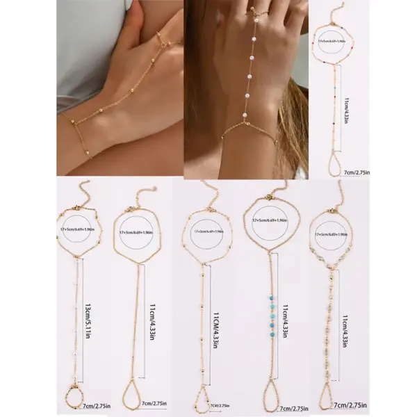 Retro Simple Style Geometric 304 Stainless Steel Artificial Pearls Turquoise Cable Chain Bracelets In Bulk