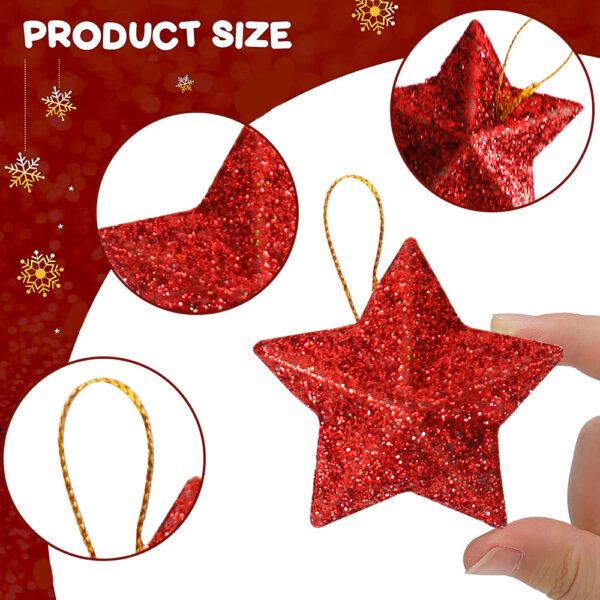 Wholesale 2025 new Christmas decorations gold powder five-pointed star pendant Christmas tree decoration gold three-dimensional star pendant