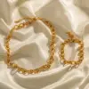 Wholesale PVD Coated Real Gold Plated Geometric 304 Stainless Steel Hip-Hop Waterproof Non Tarnish 304 Stainless Steel Bracelets Necklace