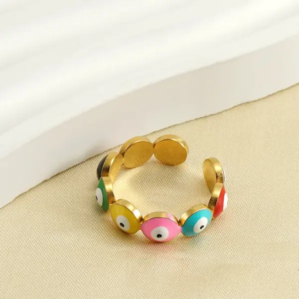 Wholesale PVD Coated Devil'S Eye 304 Stainless Steel Hip-Hop Cool Style Waterproof Non Tarnish Open Ring