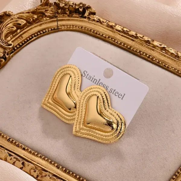 Wholesale Electroplating Golden Plated Heart Shape Bow Knot 304 Stainless Steel IG Style Casual Vacation Polishing Plating Ear Studs