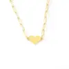 Wholesale PVD Coated Real Gold Plated Customization Laser Engraving Heart Shape 304 Stainless Steel Simple Style Waterproof Non Tarnish Pendant Necklace